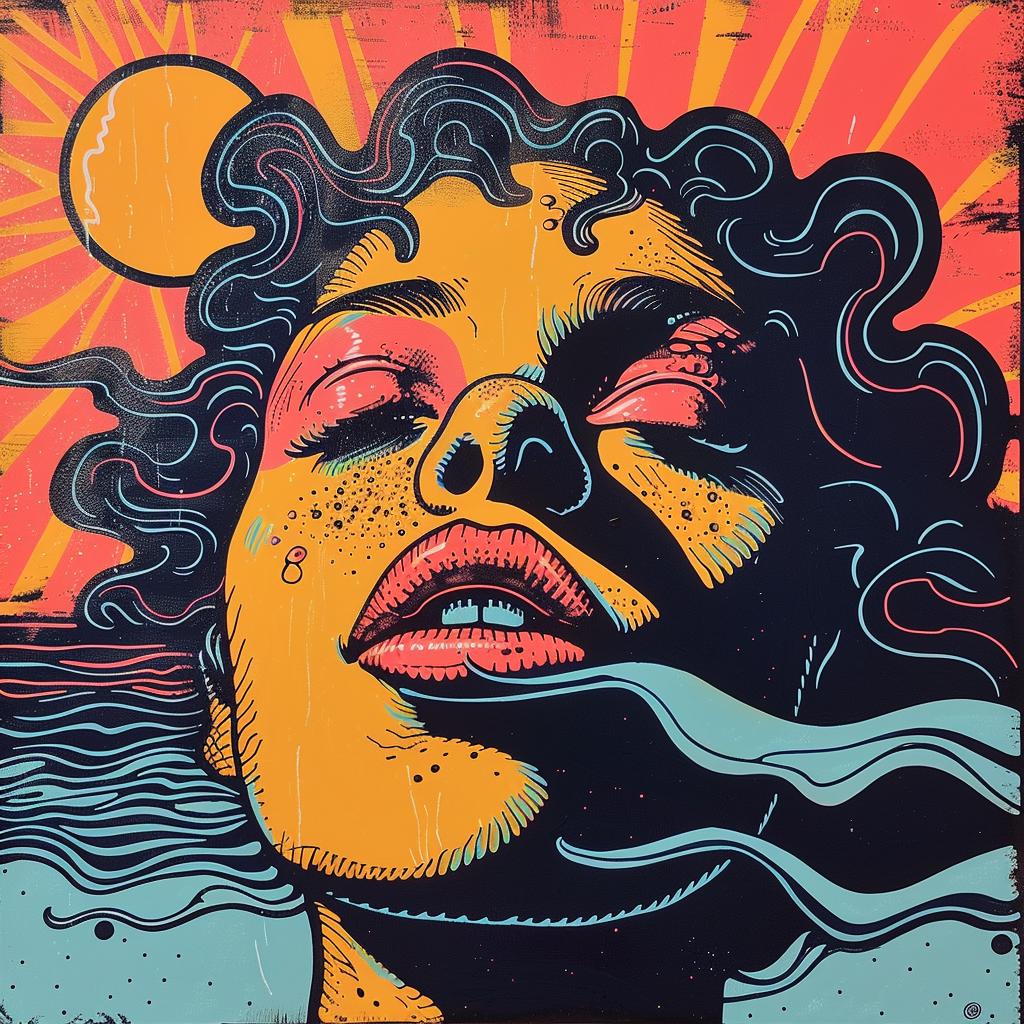 woman  water  painting  Peter  Max  illustration  colorful  art  style  vibrant 929756