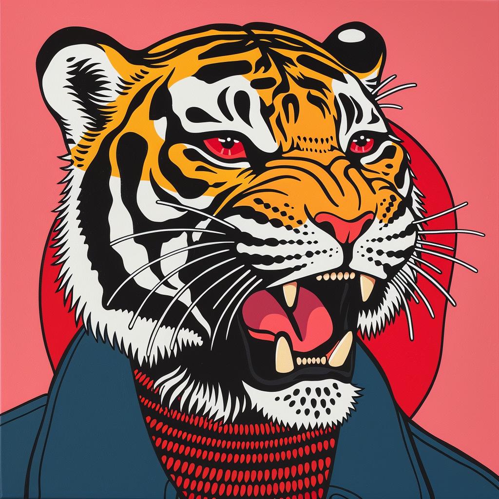 tiger  colors  japanese  red  blue  background  bold  striking  expression  wildlife 973671