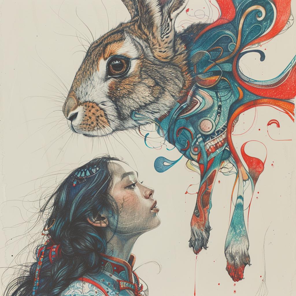 pencil  drawing  rabbit  circus  surreal  abstraction  color  dreamlike  illustration  fashion 939748