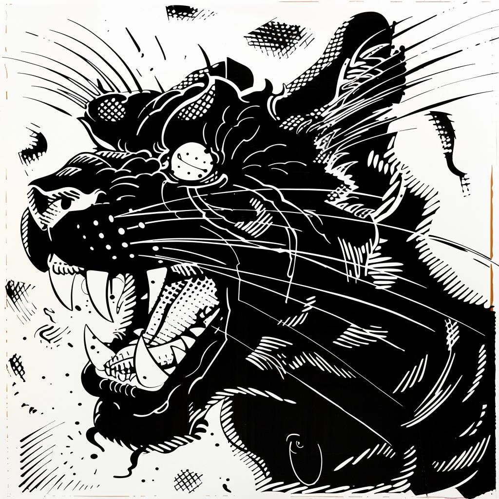 close-up  panther  snarling  drawing  black  white  wildlife  realism  face  animal 1027910