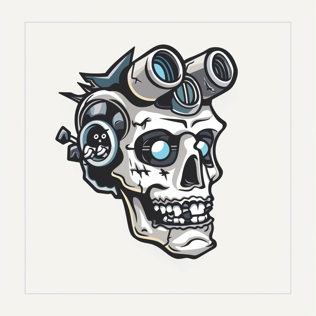 cyborg  skull  goggles  head  graphic  art  illustration  modern  design  white 943916