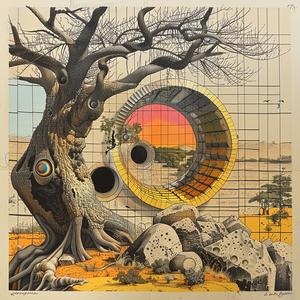 surreal  tree  hole  painting  nature  bizarre  artwork  design  whimsical  creative 1036718