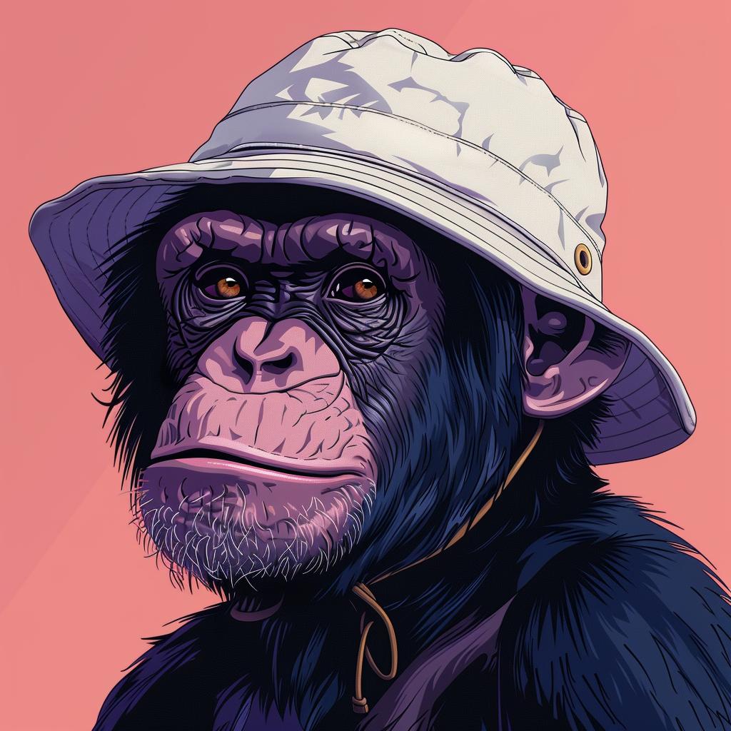 chimp  kawaii  cartoon  animating  close-up  bucket-hat  2D  whimsical  cute  RalphBakshi 971243