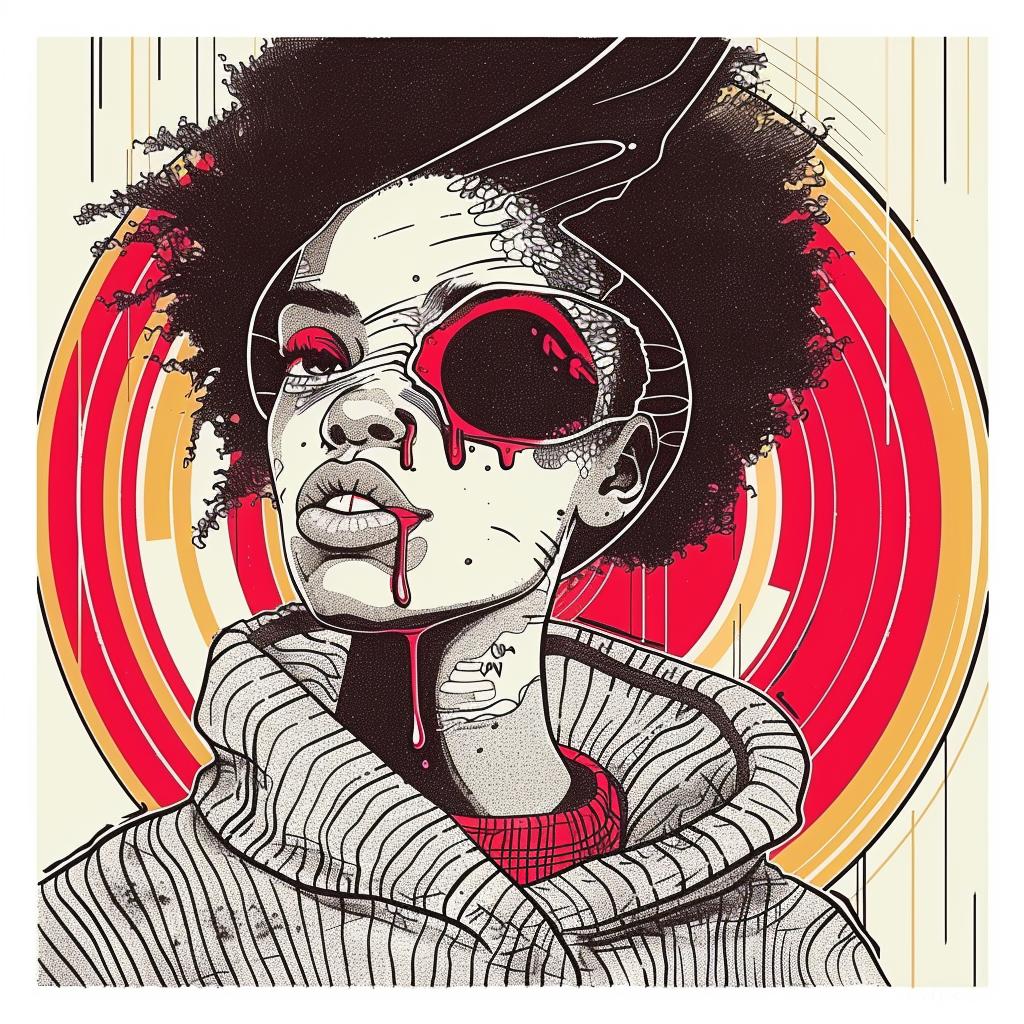 Pop Art  African-American  model  four eyes  dripping  eye makeup  Troy Brooks  sweater  fashion  portrait 939222