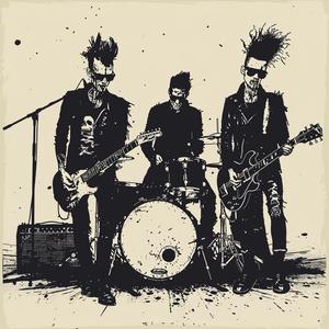 PRIMATES  punk  band  stage  guitar  drums  performance  block  printing  4K 1077075