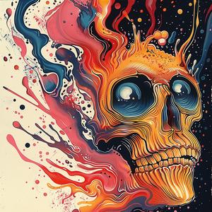 skull  colorful  paint  splash  chromolithography  chaos  vivid  abstract  art  decorative 1047786