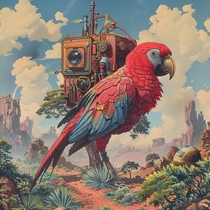 parrot  machine  colorful  animal  artwork  illustration  vibrant  nature  chromolithography  fantasy 1060068