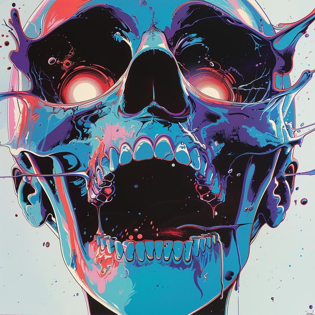 album  cover  1980s  Nychos  skull  blood  minimal  screaming  art  electro 960698