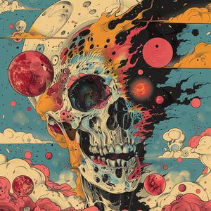 Todd  White  skull  colorful  clouds  surreal  screenprint  symbolism  art  creative 1078645