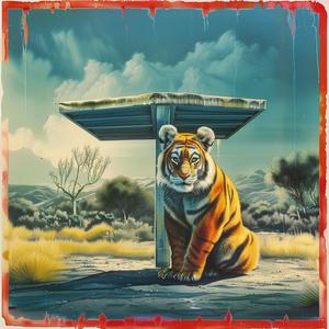tiger  bench  painting  chromolithography  wildlife  art  nature  sitting  urban  serene 1039256