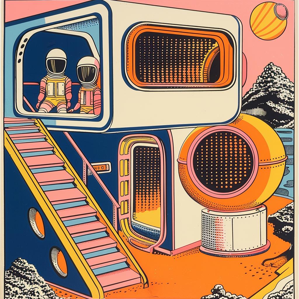 space  station  axonometric  solders  helmets  man  stairs  poster  film  artwork 959635