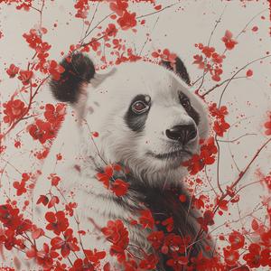 غلاف ألبوم سريالي، زهور دب الباندا، أحمر وأبيض، طباعة الشاشة الريسوغرافية 1077806