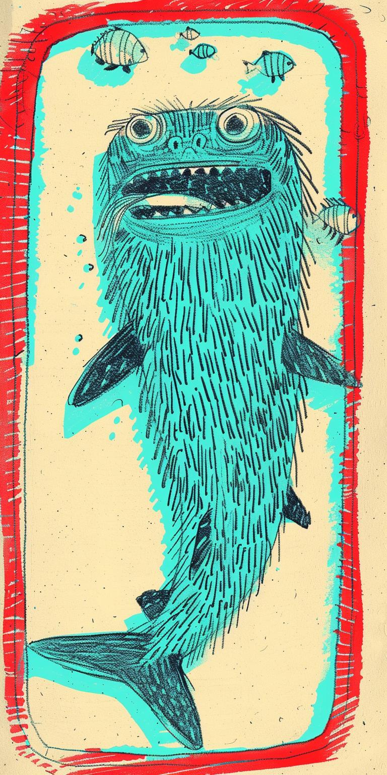 shark  underwater  coral  reef  drawing  red  blue  background  marine  artistic 940528