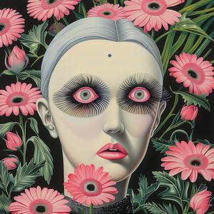 monoprint  white  pink  florals  eyes  surrealism  abstract  noir  artistic  whimsical 1037358