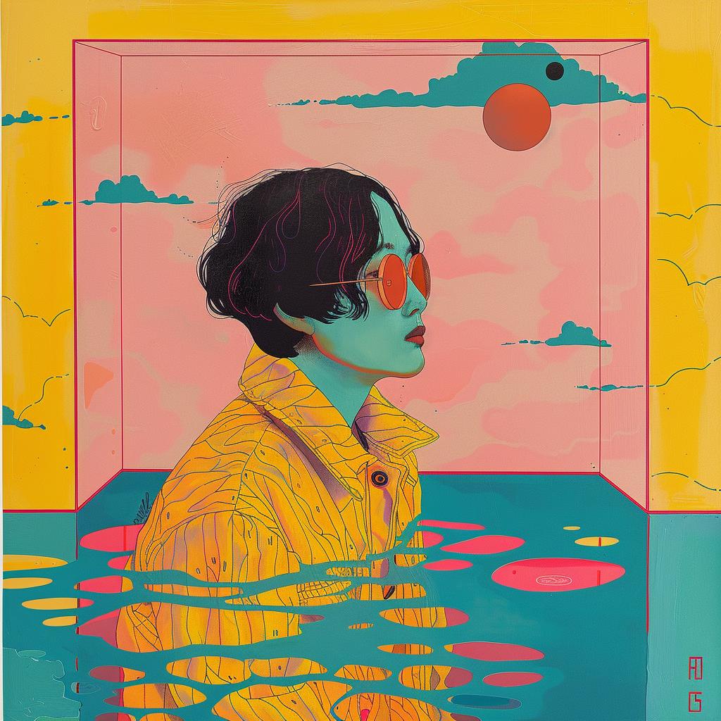 surreal  painting  woman  jacket  sunglasses  bright  colorful  contemporary  artistic  stylized 1017795