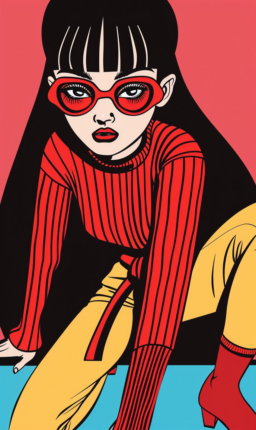 woman  karate  pop  art  illustration  glasses  character  pose  colorful  style 943751