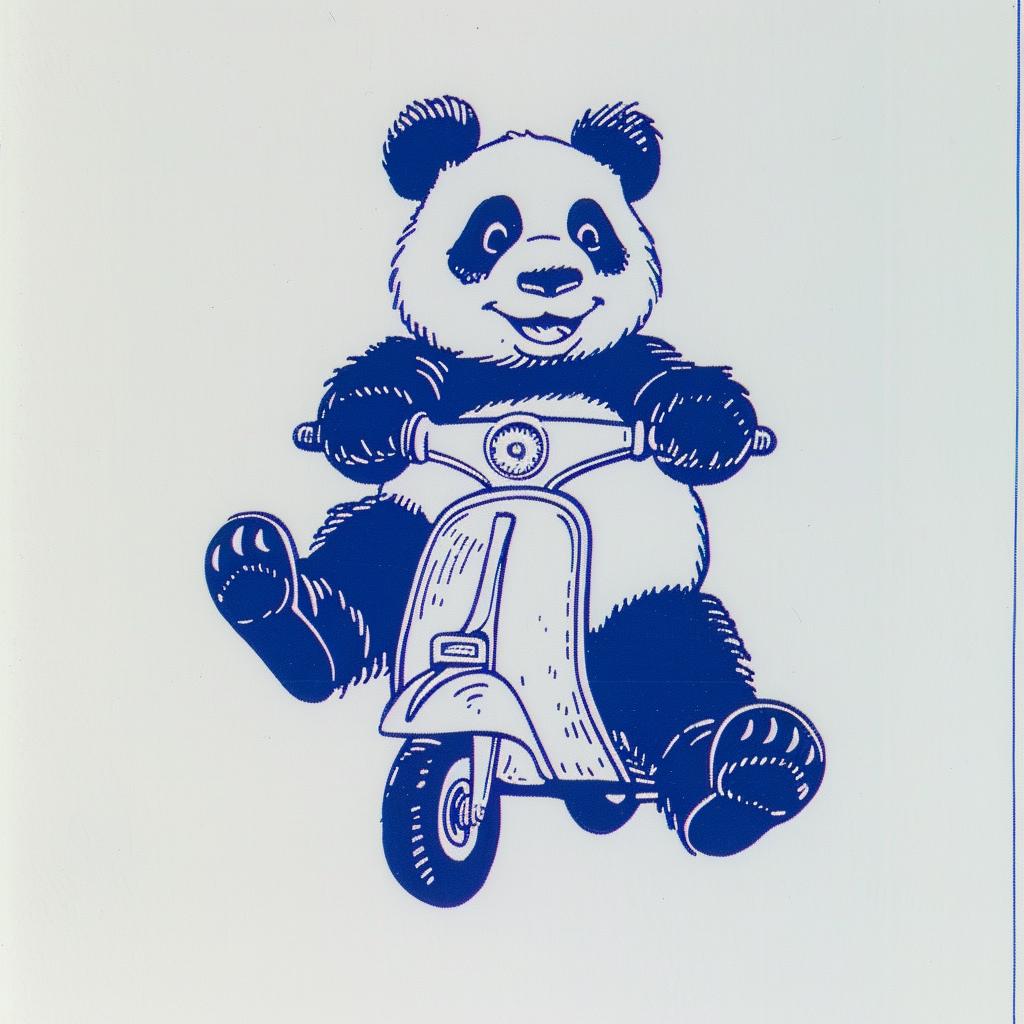 panda  scooter  blue  background  fun  cute  animal  transport  playful  illustration 941092