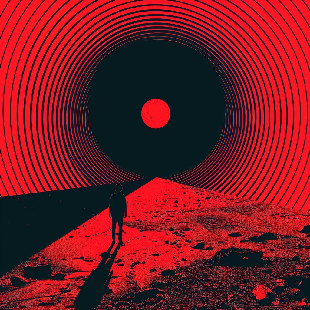 surreal  album  cover  hyper-realistic  cyborg  Saul Bass  colorful  minimal  art  design 961550