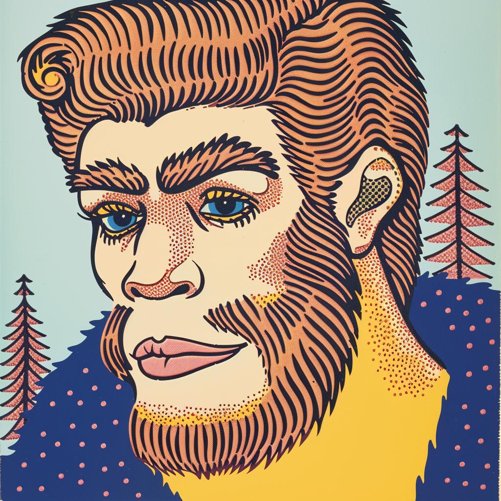 Bigfoot  beard  portrait  poster  illustration  whimsical  humor  mythical  character  art 962529