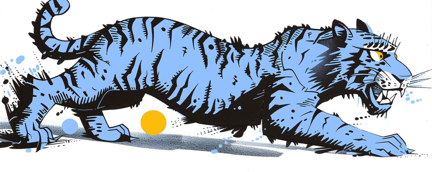 leaping  tiger  drawing  sun  background  animal  motion  wildlife  illustration  art 1028083