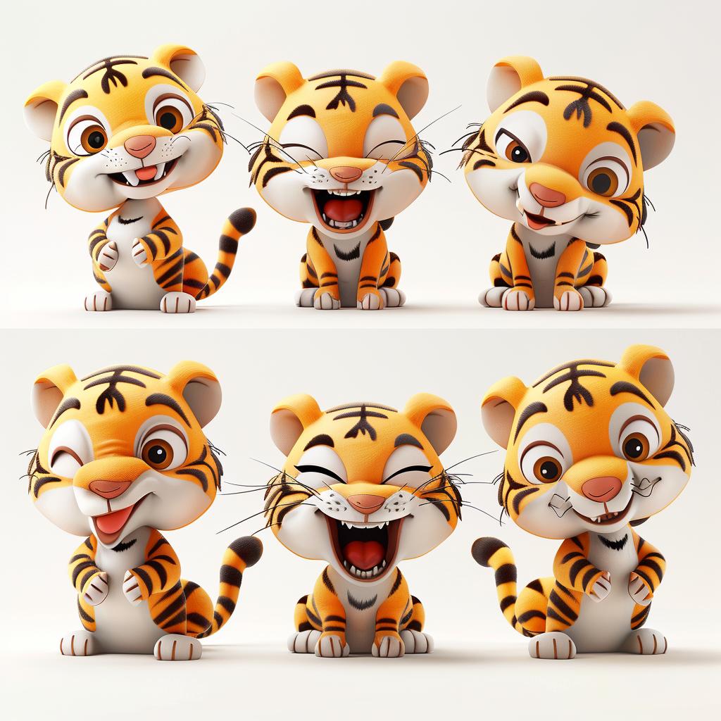 kawaii  tiger  emoji  cute  3D  expressions  studio  highdetail  minimal  background 1025367