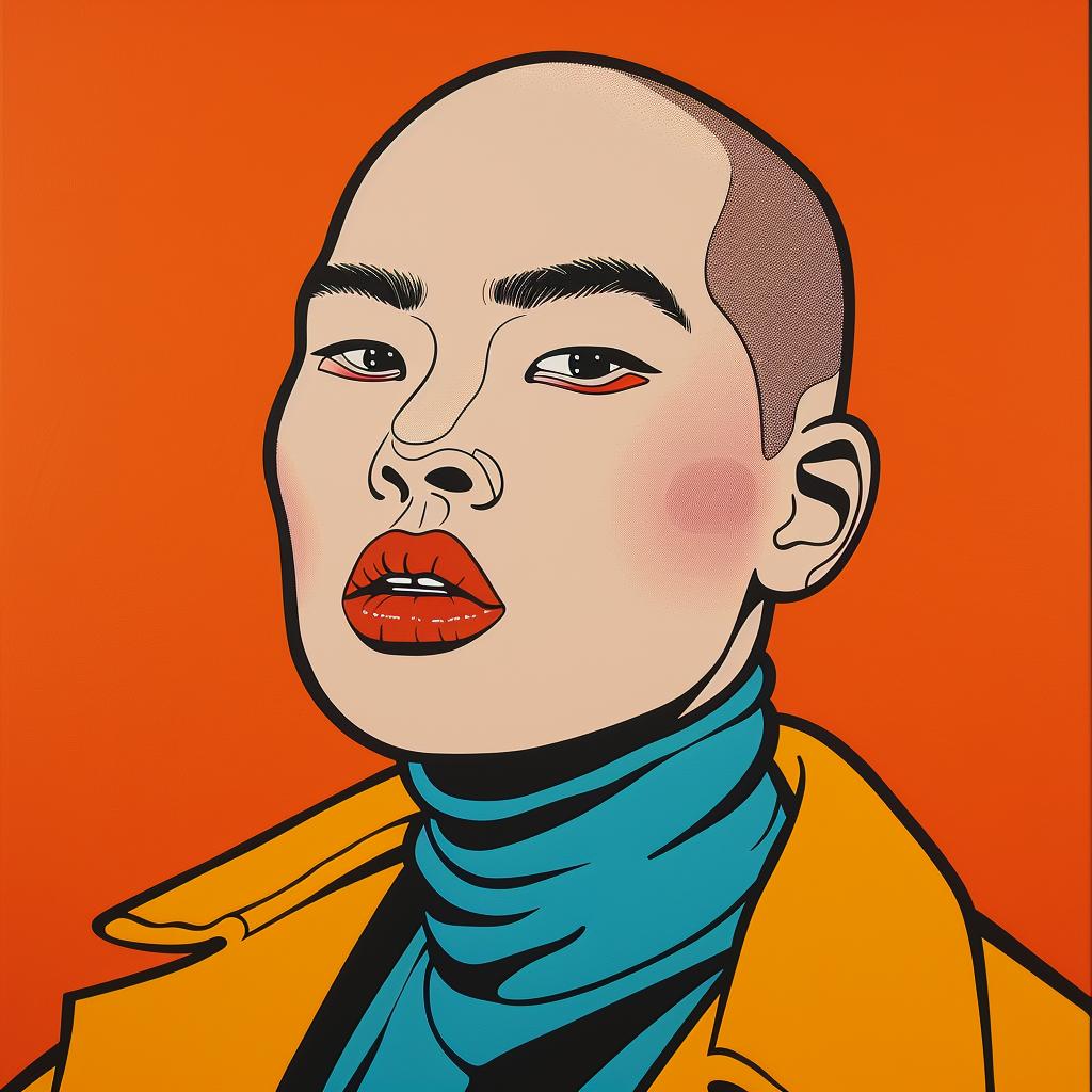 popart  woman  shavedhead  painting  colorful  bold  modern  figurative  abstract  expression 1023935