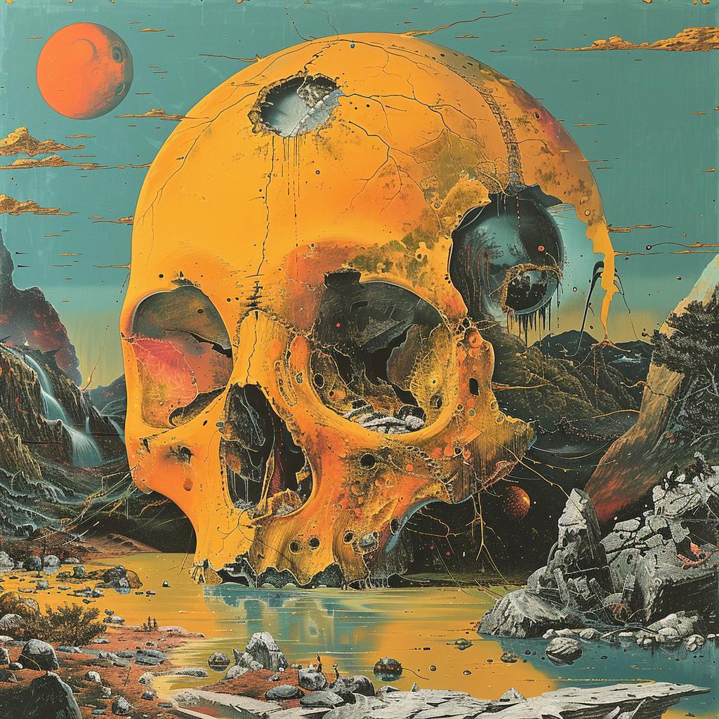 surreal  album  cover  Ron  English  sun  skull  creative  hyper-realistic  design 960374
