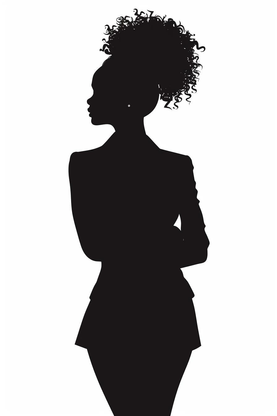 woman  silhouette  afro  business  suit  vector  minimal  attire  white  background 954325