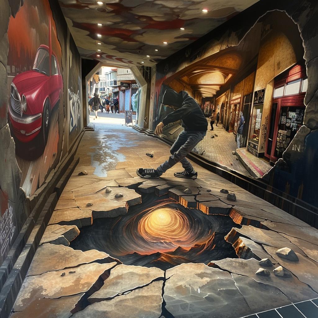 surreal  album  cover  hyper-realistic  screenprinting  street  mural  alley  city  Odeith 960305