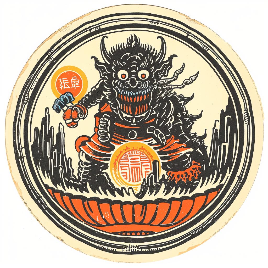 dragon  sticker  Japanese  cartoon  art  abstract  clowncore  caustic  colors  geometric 941527