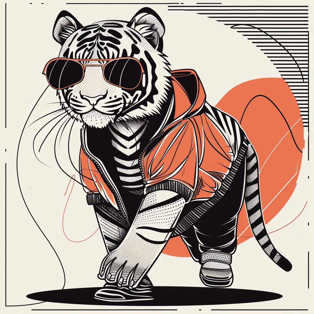 kawaii  tiger  streetwear  Dr.Seuss  dynamic  pose  jacket  sunglasses  playful  colorful 938695