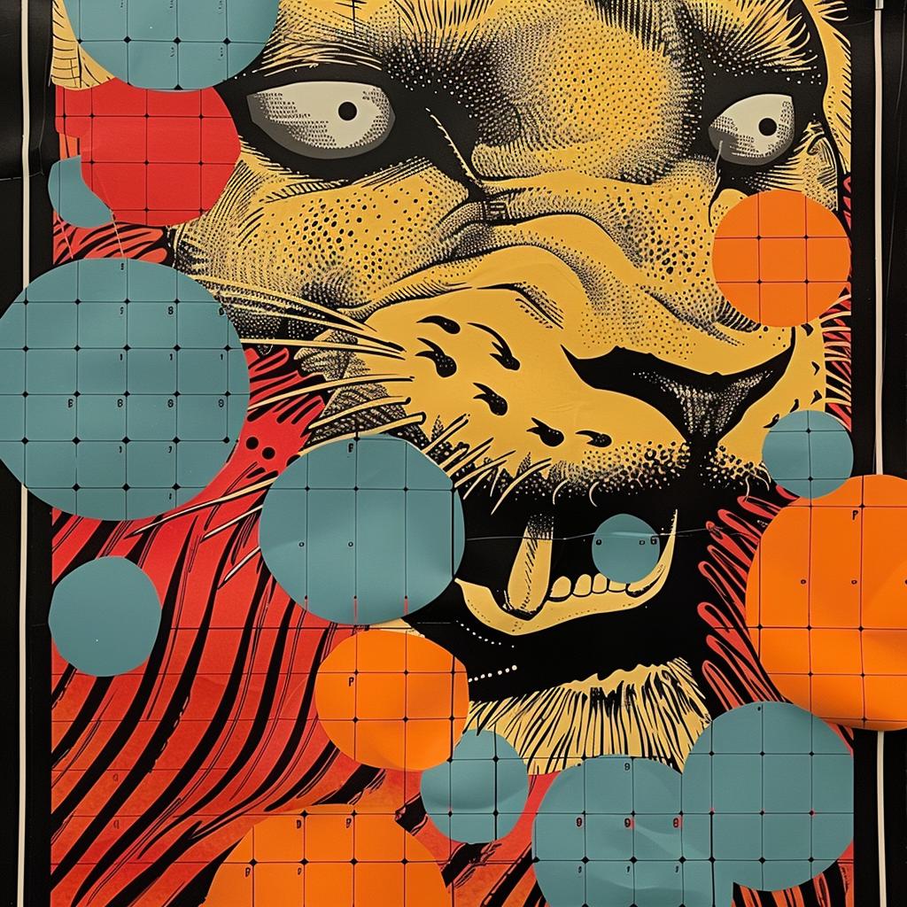 lion  attack  abstract  impressionism  collage  graphic  design  vintage  bold  dynamic 968165