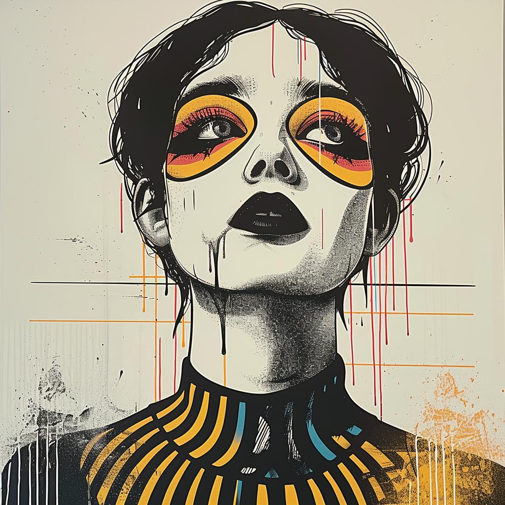 pop  art  sweaterman  model  eyes  yellow  Troy  Brooks  makeup  painting 939554