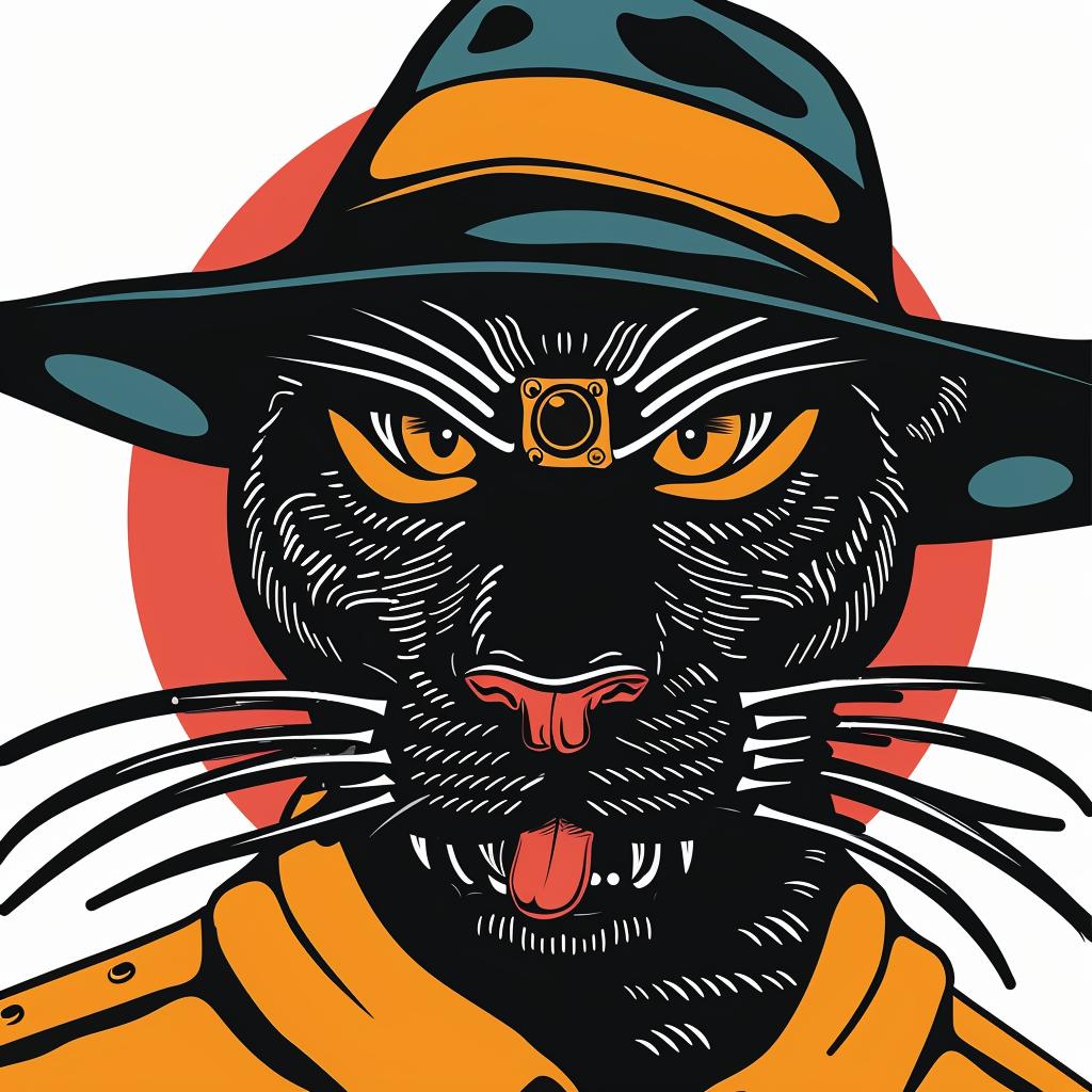 panther  hat  shirt  black  stylized  feline  fashion  playful  whimsical  character 940115