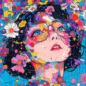 album  cover  Ukiyo-e  surreal  flowers  woman  colorful  symbolist  chaos  art 1077939