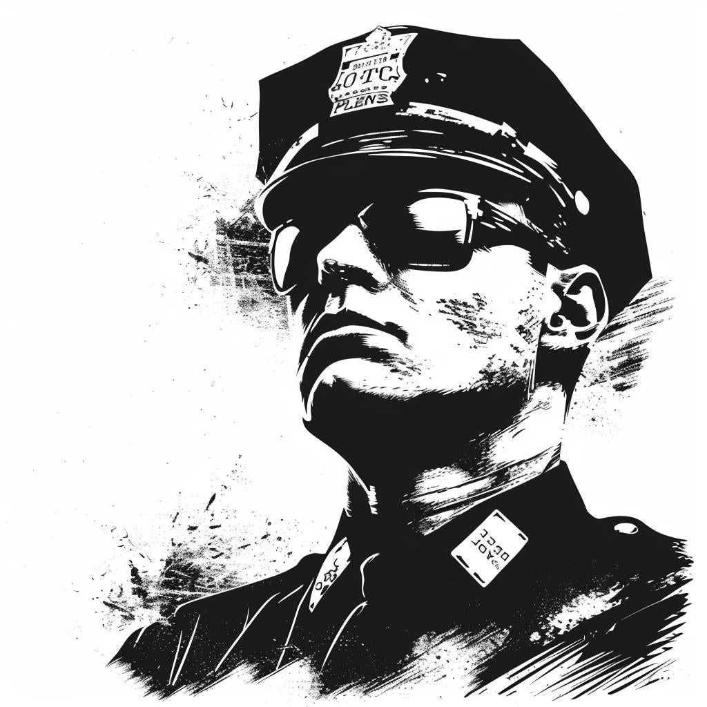 silhouette  police  vintage  icon  bold  linocut  tattoo  black  white  emblem 951872