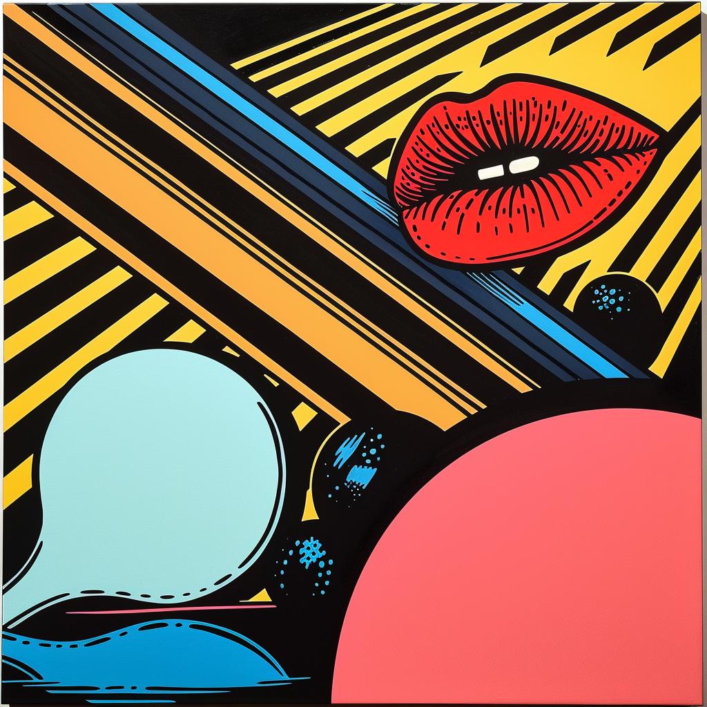chromolithography  red  lip  blue  yellow  background  painting  colorful  art  design 1023051