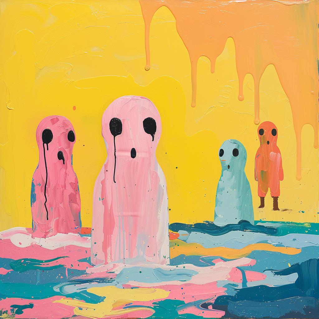 surreal  album  cover  painting  ghosts  colorful  water  splash  art  creative 1017364