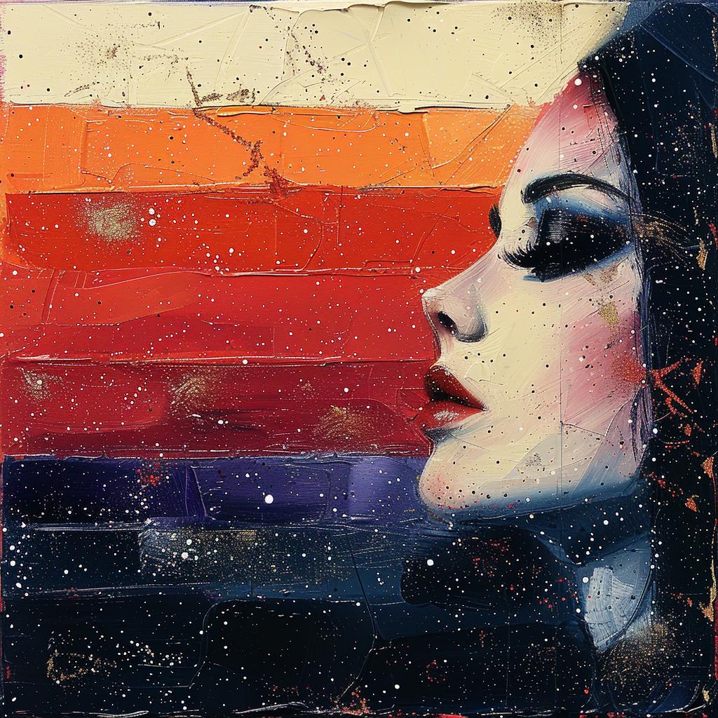 glitter  painting  woman  background  red  orange  blue  vibrant  colorful  abstract 963806