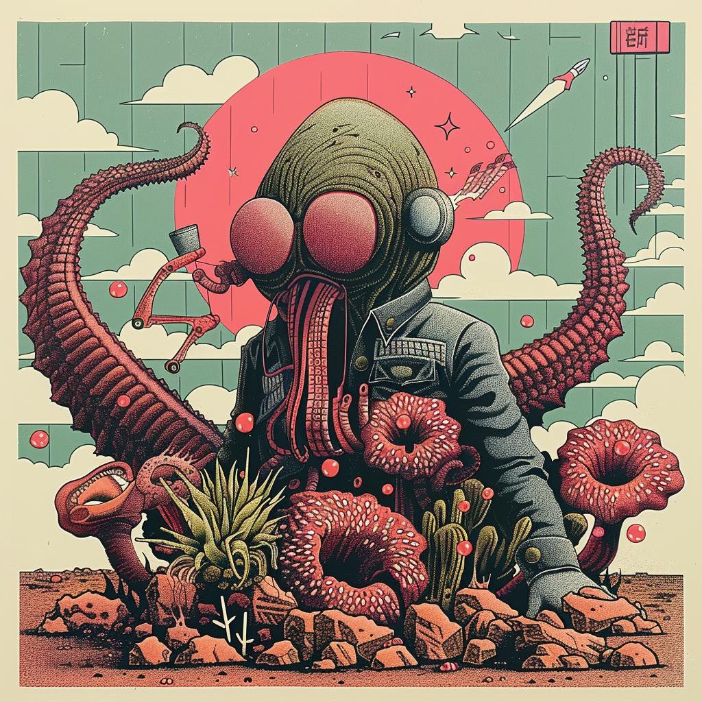 poster  octopus  suit  man  illustration  Japanese  lettering  surreal  artwork  tentacles 947197