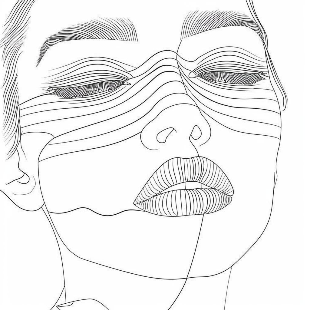 رسم توضيحي متجهي لخطوط وجه امرأة بوهيمية بسيطة، رسم خطي عصري، رقم 960068