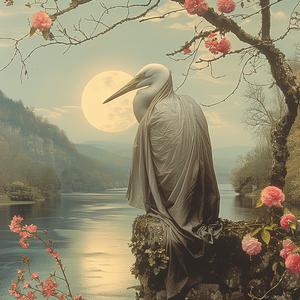 bird  rock  river  nature  serene  wildlife  peaceful  white  illustration  art 1055957