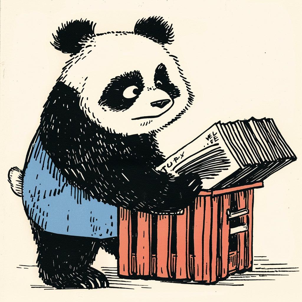 panda  cartoon  reading  book  cute  animal  colorful  joyful  basket  playful 922951
