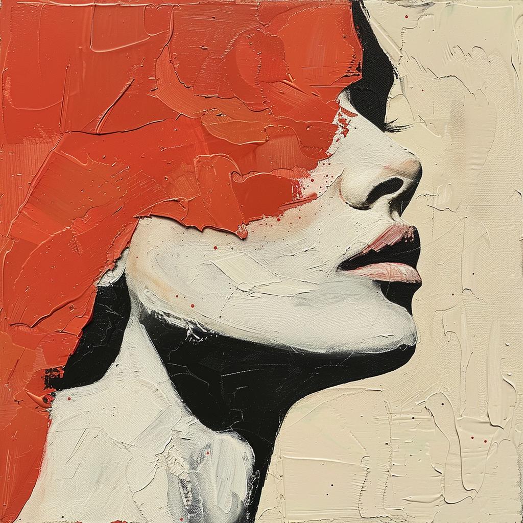 album  cover  portrait  impasto  colorful  1980s  abstract  female  red  vibrant 963838