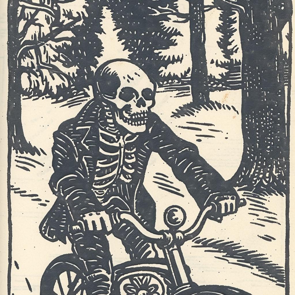 SKULLFACE  scooter  drawing  skeleton  bike  woods  dark  art  design  style 940981