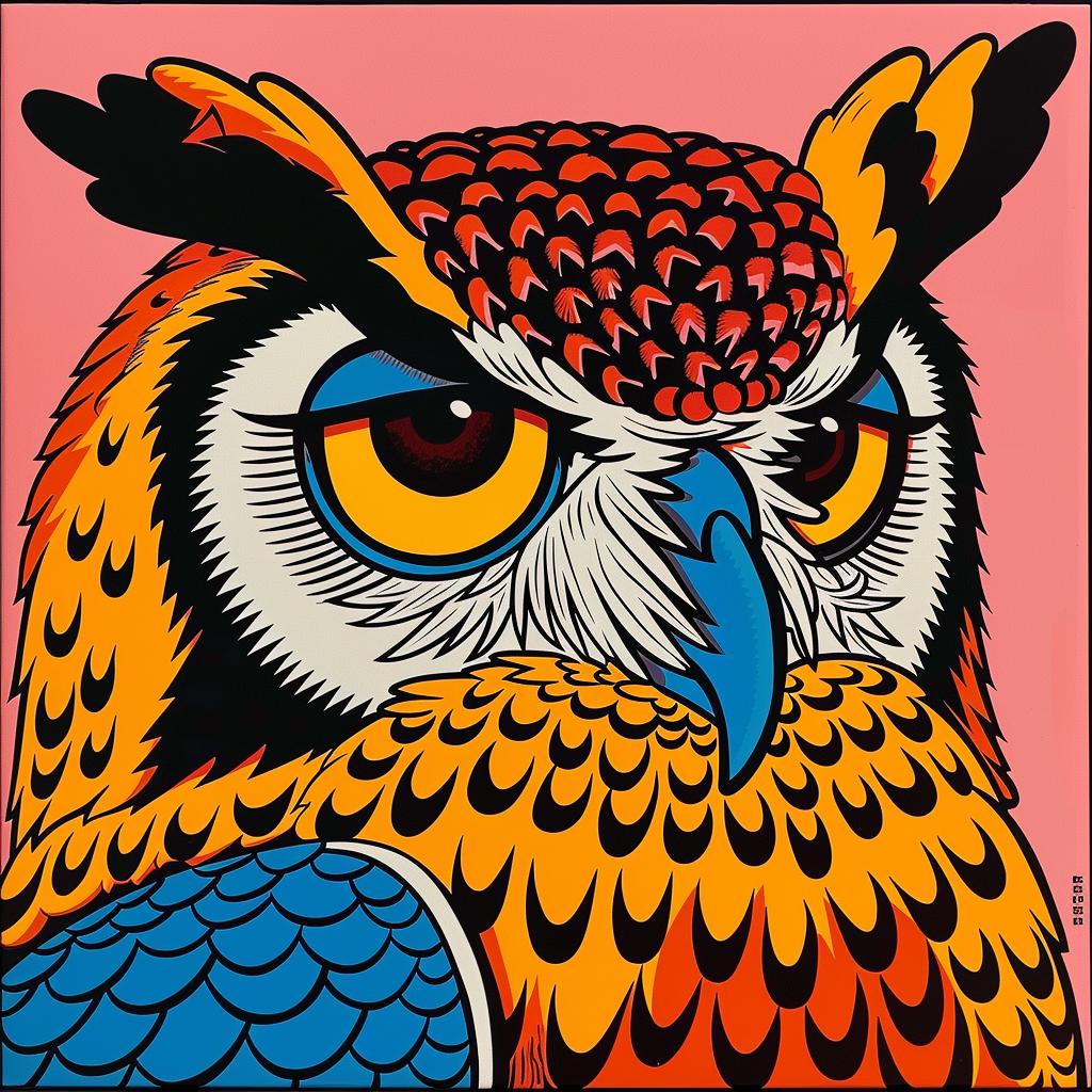 owl  colorful  dark  album  cover  art  vibrant  stylized  graphic  pink 1024362