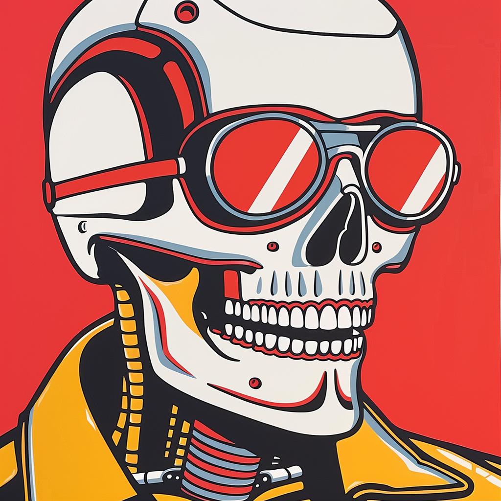 monster  robot  cyborg  skull  sunglasses  jacket  white  background  painting  art 944024