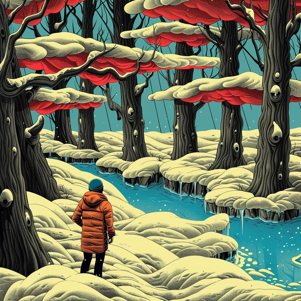 Forest  Winter  Illustrations  Vibrant  Folk-inspired  Yellow  Blue  Red  Animation  Beauty 944942