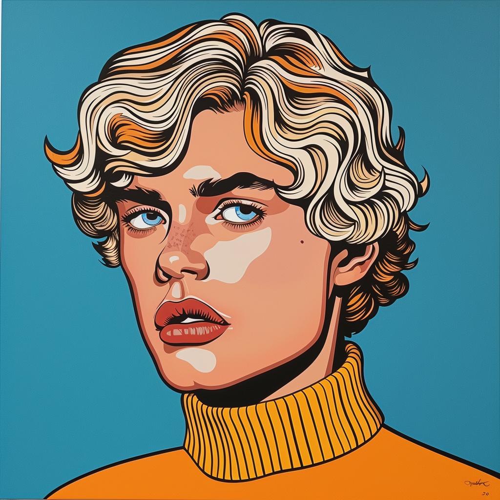 portrait  man  blonde  hair  painting  realistic  youthful  colorful  expression  style 972844