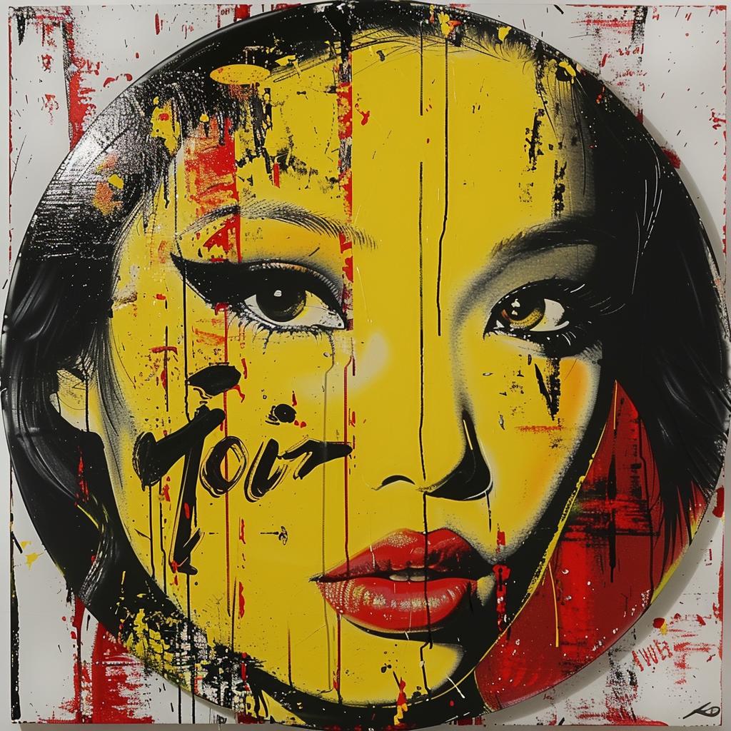 Michelle  Gilbert  woman  pop  art  colorful  black  yellow  narrative  eyes 1019883